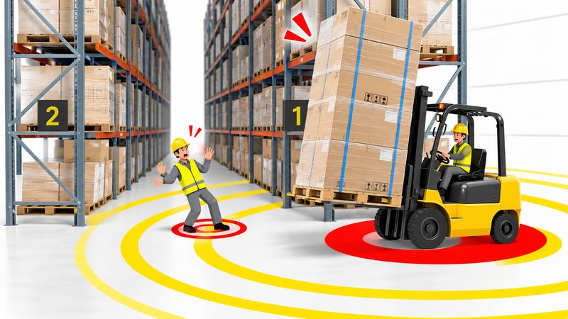 cảnh báo va chạm sớm xe nâng với người